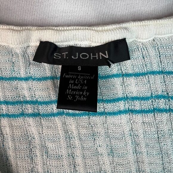 ST John Women's Knit Blue & White Wool Mix Sleeveless Top Size S - Picture 5 of 6